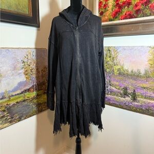 Free People Black Fringed Utility Jacket